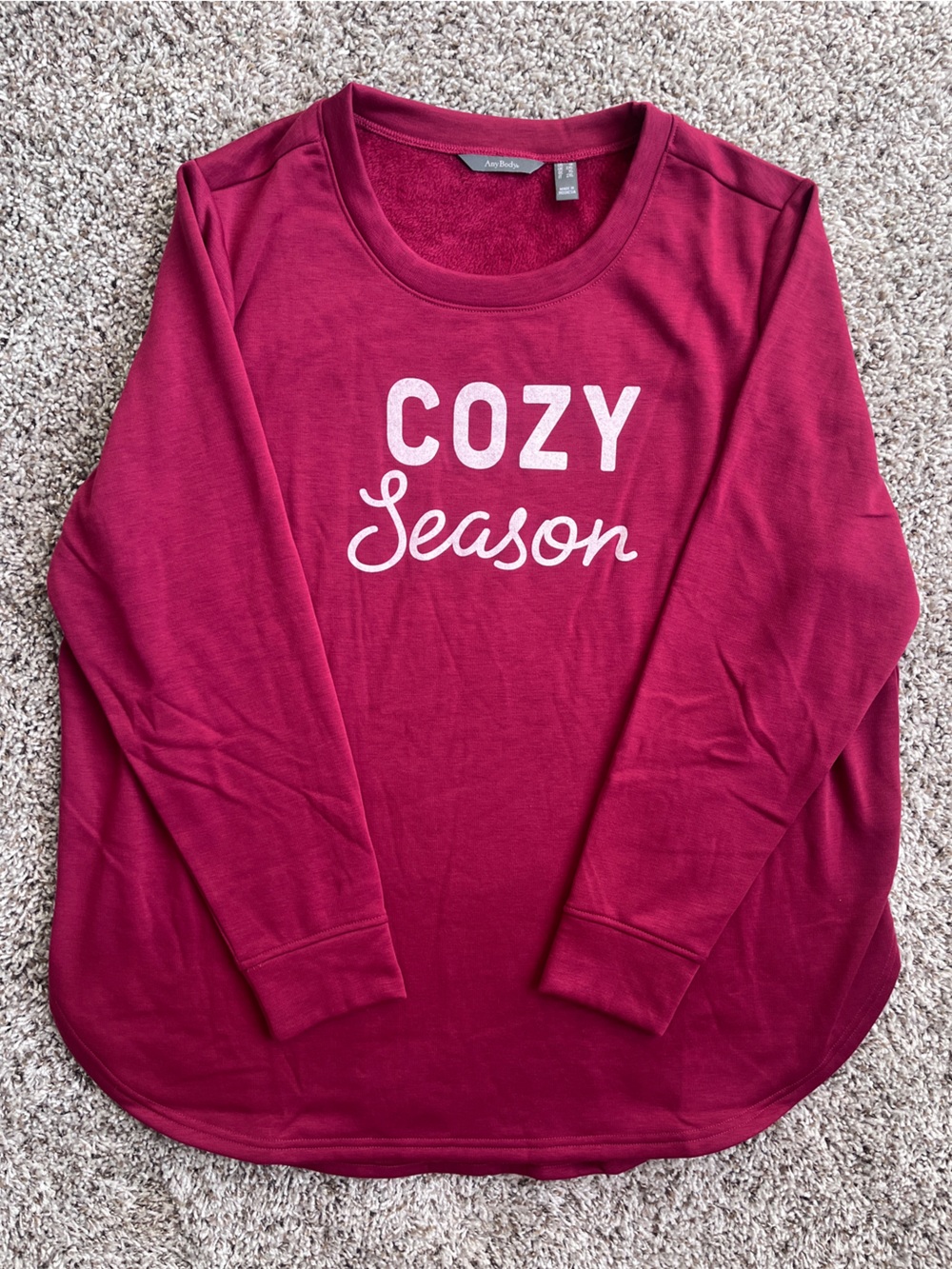 AnyBody 'Cozy Season' Long-Sleeve Scoop Neck Sweater - Burgundy Red